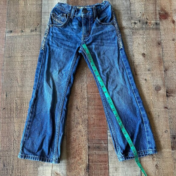 Wrangler 20X Girls Blue Jeans With Embroidered Pockets & Distressed Details - Picture 3 of 9